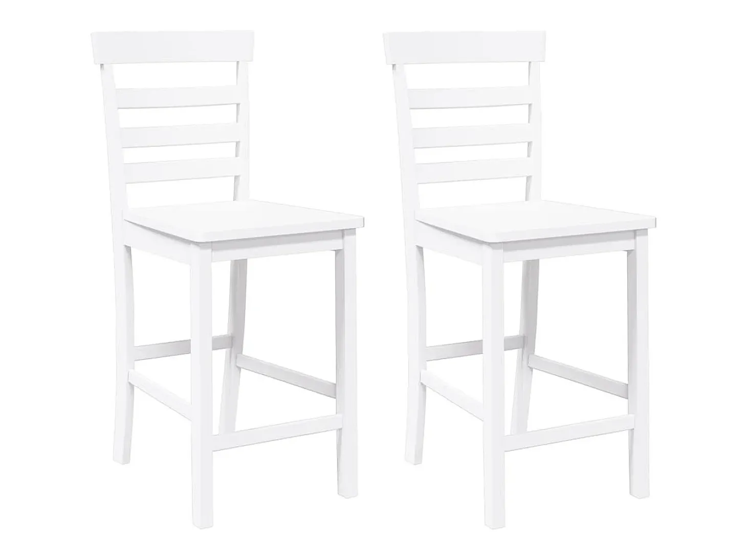 Taburetes de bar 2 piezas madera maciza de caucho blanco