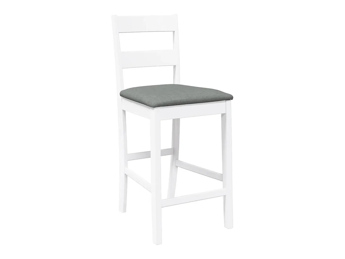 Taburetes de bar con cojines 2 piezas madera maciza de caucho blanco