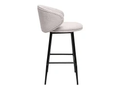Taburetes de bar de diseño en tela de terciopelo texturizado beige y metal negro (juego de 2) ROSALIE