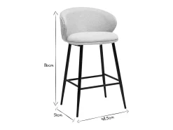 Taburetes de bar de diseño en tela de terciopelo texturizado beige y metal negro (juego de 2) ROSALIE