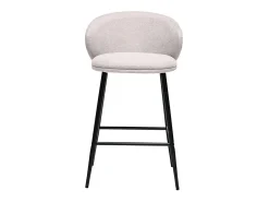 Taburetes de bar de diseño en tela de terciopelo texturizado beige y metal negro (juego de 2) ROSALIE