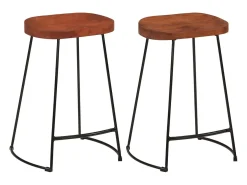 Taburetes de bar Gavin 2 uds madera mango maciza 45x40x63 cm