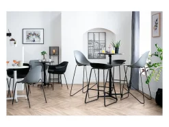 Taburetes de bar modernos negros con patas en metal (lote de 2) PEBBLE