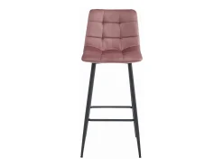 Taburetes de bar Valora TEOTO de terciopelo rosa oscuro con patas de acero negro x2