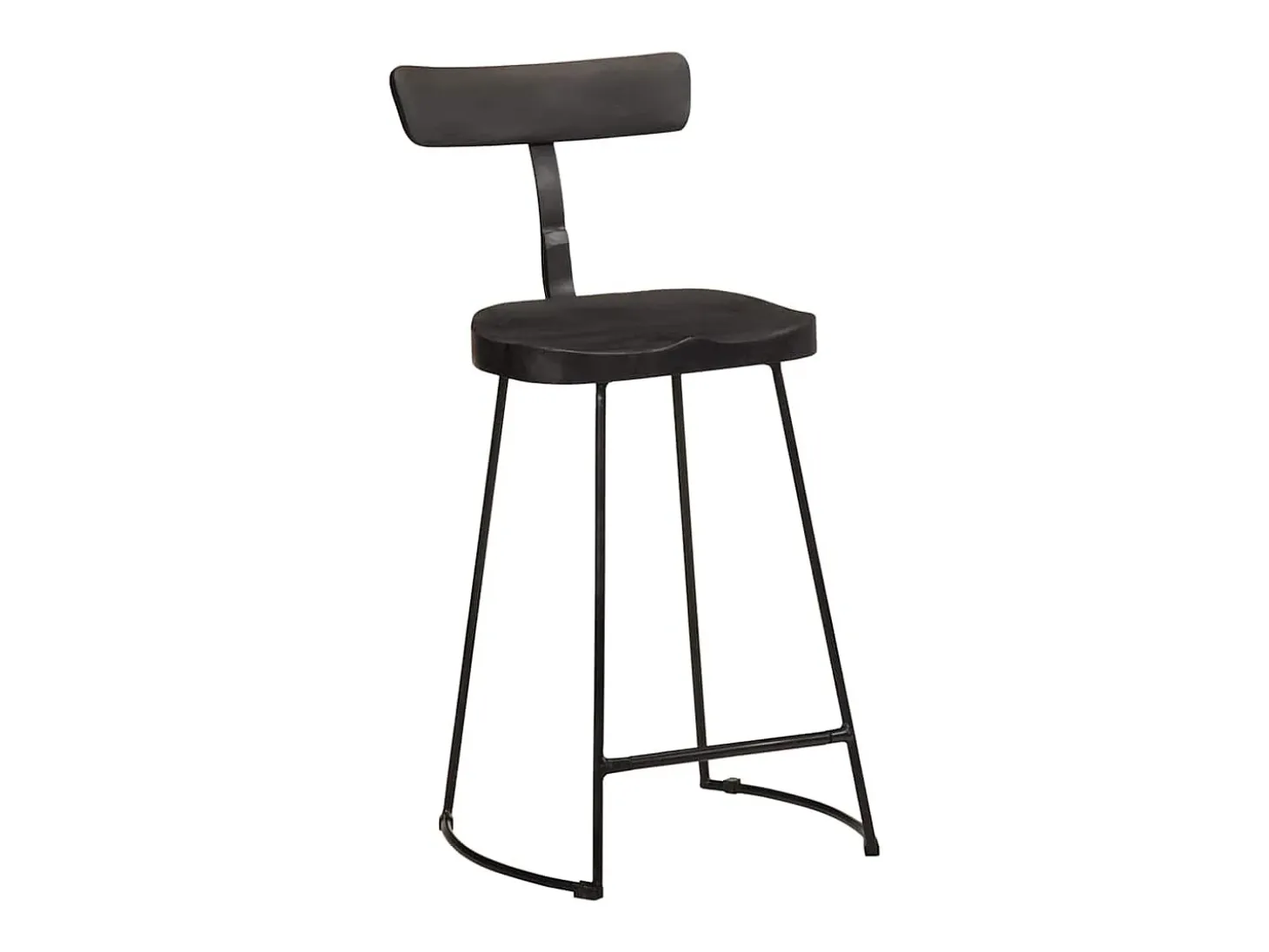 Taburetes de barra 2 uds negro 49x43x88 cm madera maciza mango