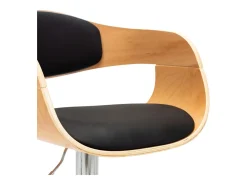 Taburetes de cocina 2 uds madera curvada cuero sintético negro