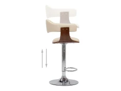 Taburetes de cocina 2 uds madera curvada cuero sintético crema