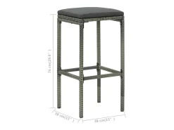 Taburetes de cocina con cojines 2 uds ratán sintético gris