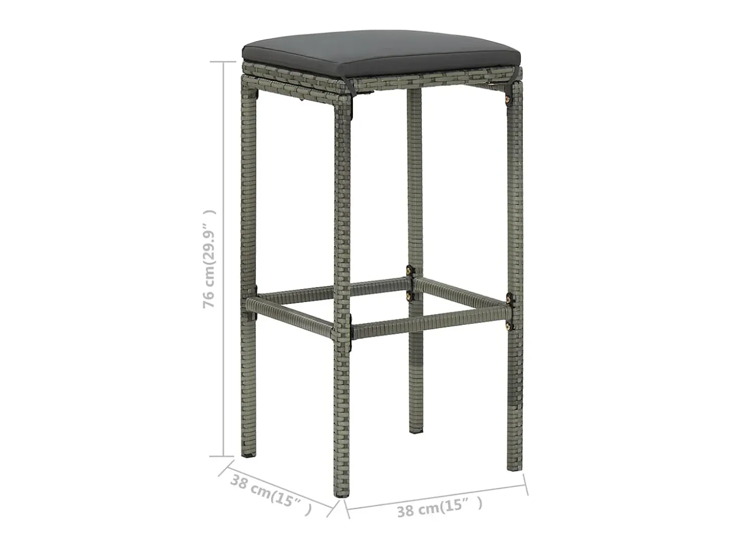 Taburetes de cocina con cojines 2 uds ratán sintético gris