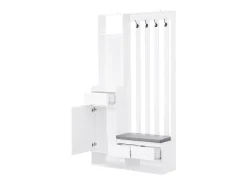 Taquilla de entrada multifuncional - con perchero y banco para guardar zapatos - MDF - Blanco