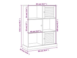 Thyron Librería VIGO madera maciza de pino blanco 90x35x114,5 cm
