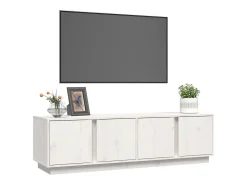 Tovis Mueble de TV madera maciza de pino blanco 140x40x40 cm