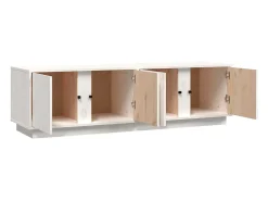 Tovis Mueble de TV madera maciza de pino blanco 140x40x40 cm