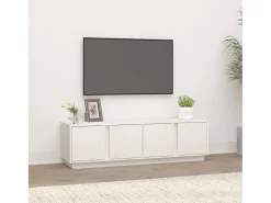 Tovis Mueble de TV madera maciza de pino blanco 140x40x40 cm