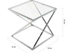 Trento Mesa Auxiliar para el Salón, la Habitación o la Cocina. Moderna Mesilla Baja, Plateado, 51x51x51cm