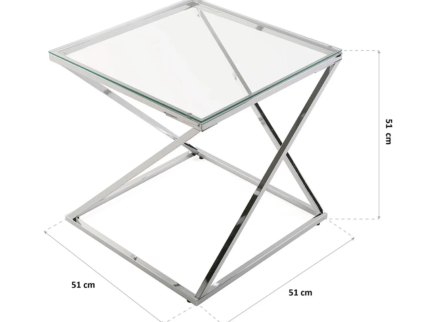 Trento Mesa Auxiliar para el Salón, la Habitación o la Cocina. Moderna Mesilla Baja, Plateado, 51x51x51cm