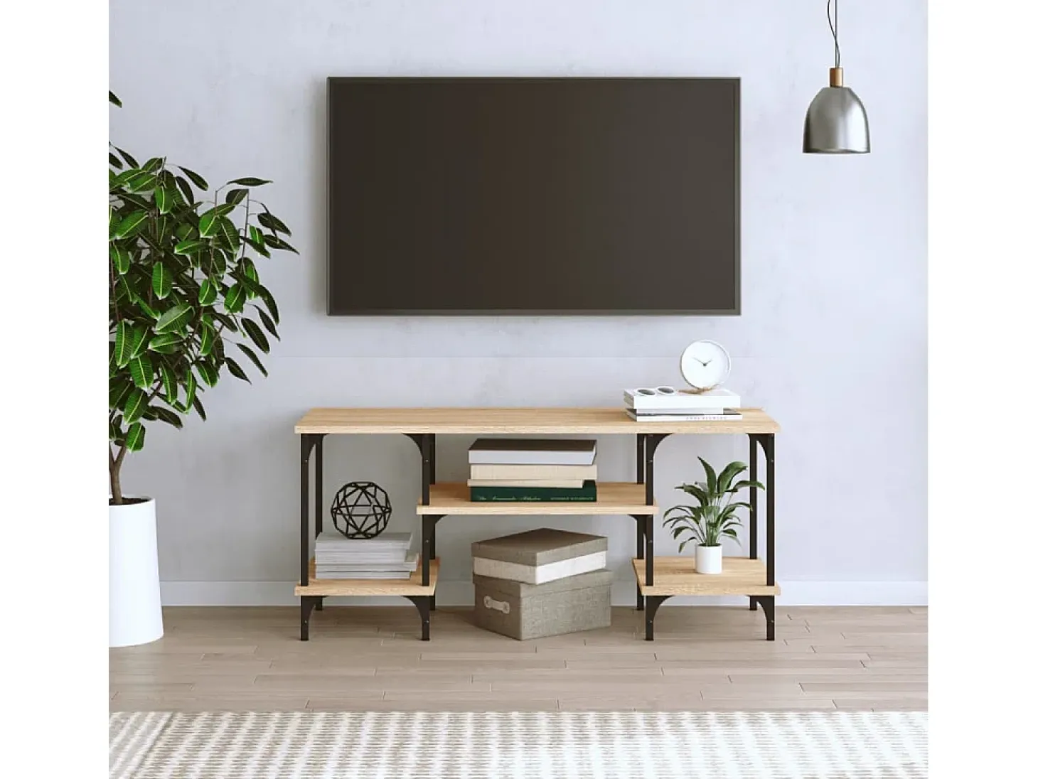 Tynir Mueble de TV madera contrachapada roble Sonoma 102x35x45,5 cm