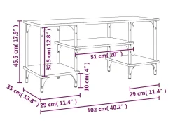 Tynir Mueble de TV madera contrachapada roble ahumado 102x35x45,5 cm