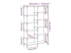 Ulrad Estantería erro madera ingeniería roble ahumado 100x32x170 cm