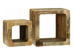 Unidad de Televisión 2 piezas Marrón Madera maciza de mango rugosa
