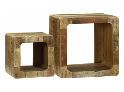 Unidad de Televisión 2 piezas Marrón Madera maciza de mango rugosa