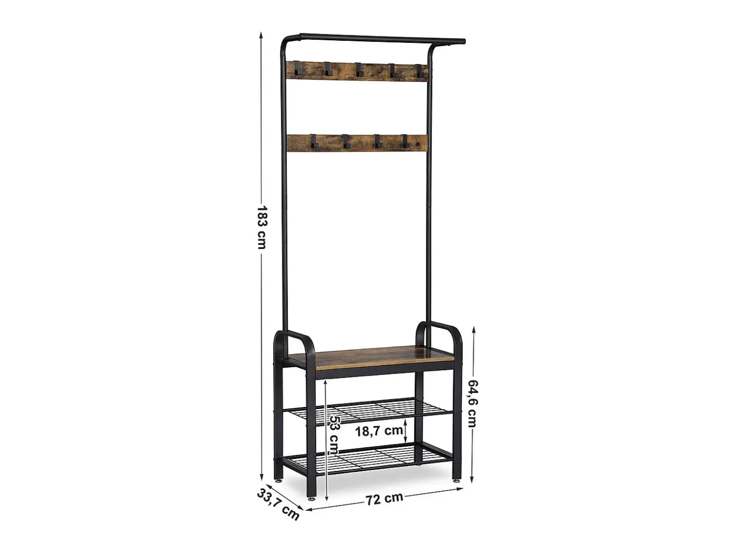 Valora PERCHERO HSR40B Organizador de pasillo, metal marrón rústico