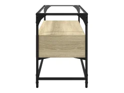 Varel Mueble TV cristal y madera ingeniería roble Sonoma 98x35x51 cm