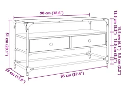 Varel Mueble TV cristal y madera ingeniería roble Sonoma 98x35x51 cm