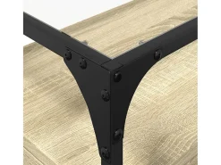 Varel Mueble TV cristal y madera ingeniería roble Sonoma 98x35x51 cm