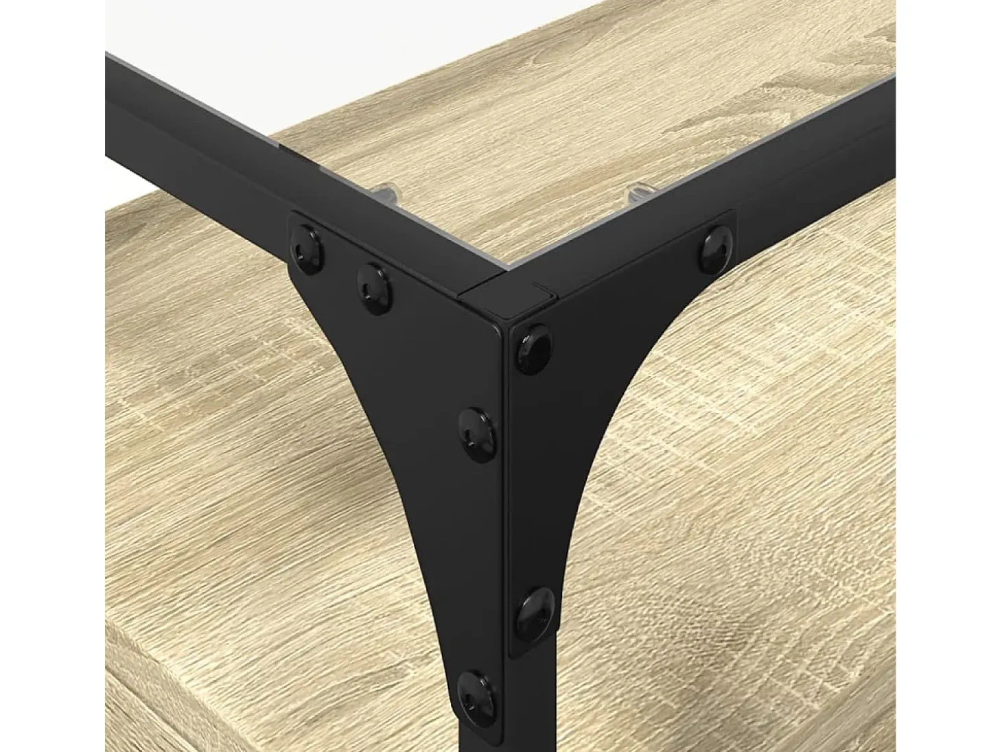 Varel Mueble TV cristal y madera ingeniería roble Sonoma 98x35x51 cm