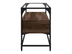 Varel Mueble TV cristal y madera ingeniería marrón roble 98x35x51 cm