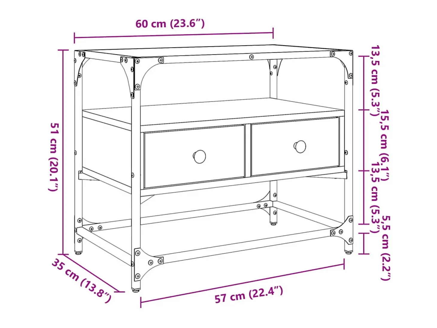 Varel Mueble TV tablero cristal madera ingeniería negro 60x35x51 cm