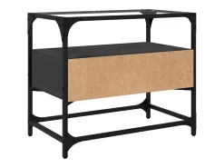 Varel Mueble TV tablero cristal madera ingeniería negro 60x35x51 cm