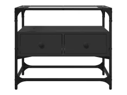 Varel Mueble TV tablero cristal madera ingeniería negro 60x35x51 cm