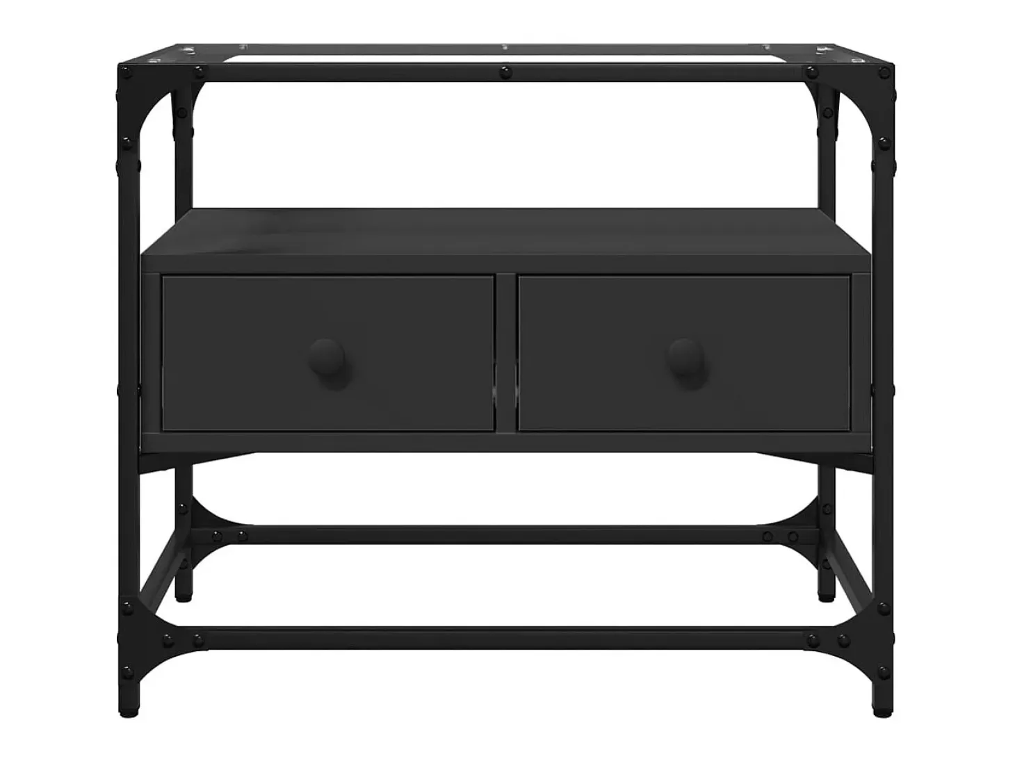 Varel Mueble TV tablero cristal madera ingeniería negro 60x35x51 cm