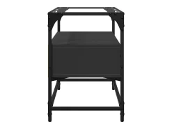 Varel Mueble TV tablero cristal madera ingeniería negro 60x35x51 cm