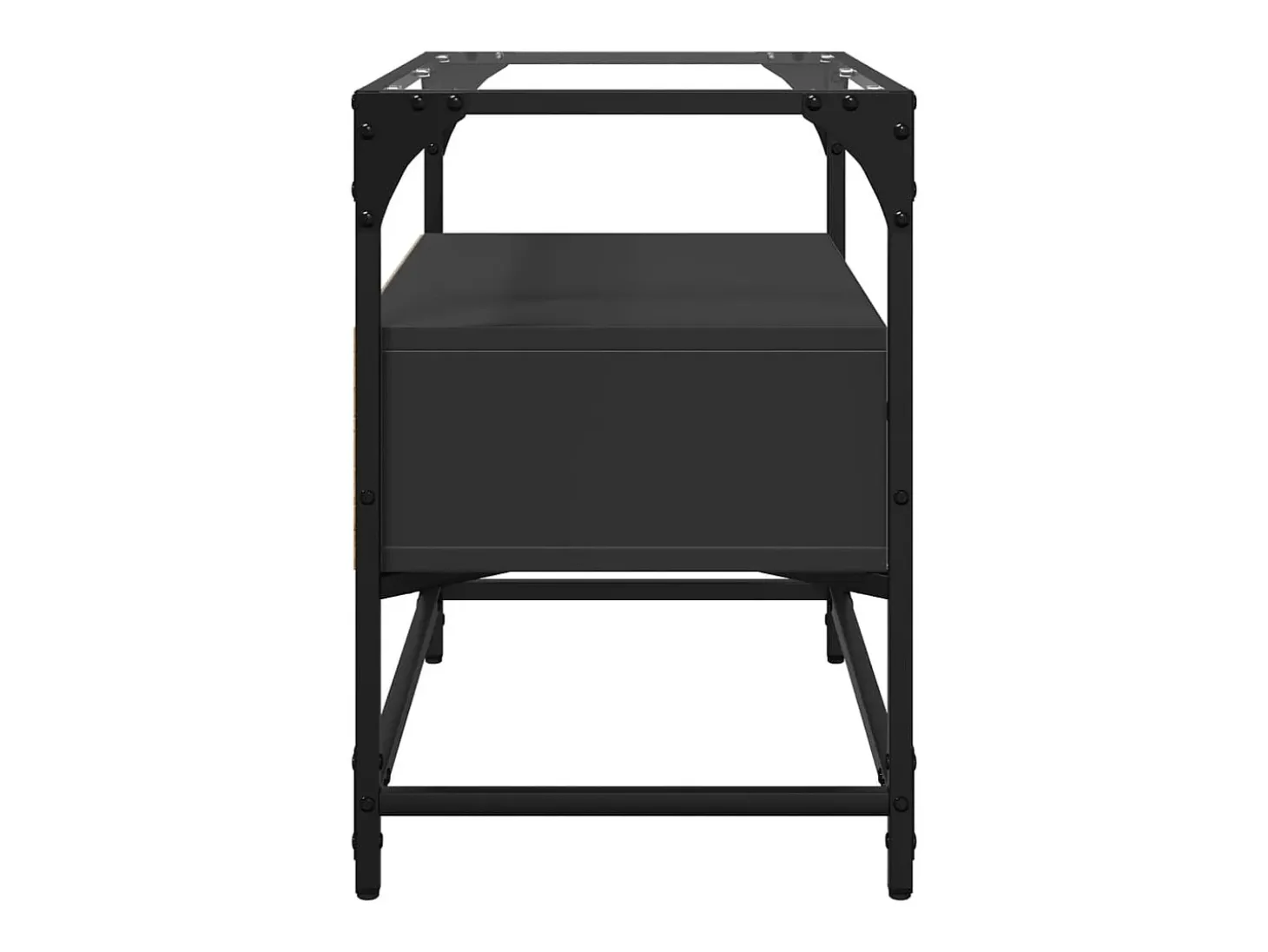Varel Mueble TV tablero cristal madera ingeniería negro 60x35x51 cm