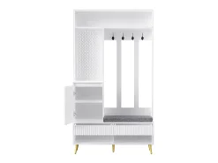 Vestiaire blanc avec 1 porte, 2 tiroirs, 4 patères et 1 banc 100 x 35 x 180 cm