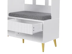 Vestiaire blanc avec 1 porte, 2 tiroirs, 4 patères et 1 banc 100 x 35 x 180 cm
