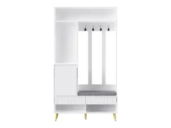 Vestiaire blanc avec 1 porte, 2 tiroirs, 4 patères et 1 banc 100 x 35 x 180 cm