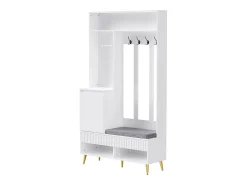 Vestiaire blanc avec 1 porte, 2 tiroirs, 4 patères et 1 banc 100 x 35 x 180 cm