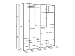 Vestidor abierto, 120x35x145cm, Dormitorio, habitación, Zapatero, Roble