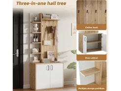 Vitrina - 5 estantes y 2 puertas - con perchas - carga máx 80kg - panel de partículas - 75x33x180cm