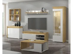 Vitrina 1 puerta apertura a la derecha con LED Teo Blanco y Madera