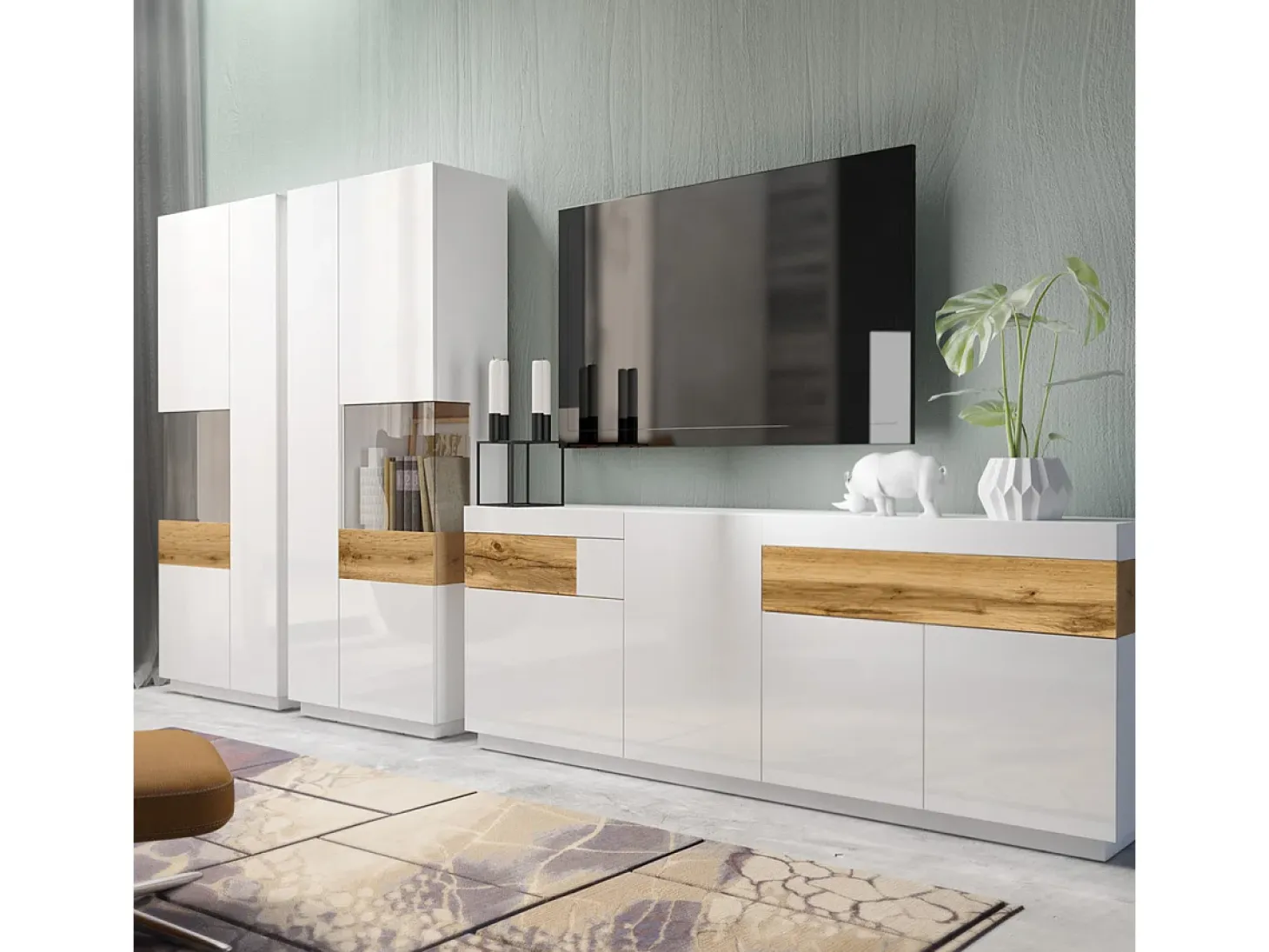 Vitrina 2 puertas apertura por la derecha Andrea Blanco y Madera