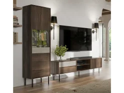 Vitrina 2 puertas Astra Madera oscura y Cachemira