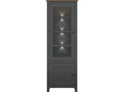 Vitrina 2 puertas con LED Duck Gris antracita y Madera