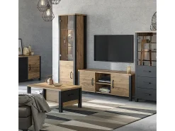Vitrina 2 puertas Lyam Madera y Negro