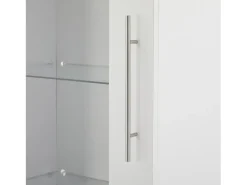 Vitrina alta con 3 cajones y 1 puerta, cuerpo de MDF lacado en blanco, LED incluido - 60x35x180cm