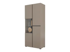 Vitrina alta de 2 puertas colección HAVANA con LED integrado. Colores beige y negro.
